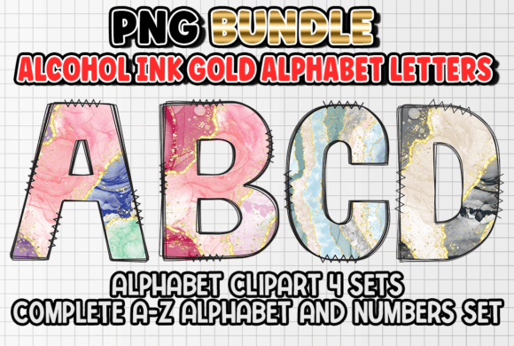 Alcohol Ink Alphabet Letters PNG: Vibrant Design Assets