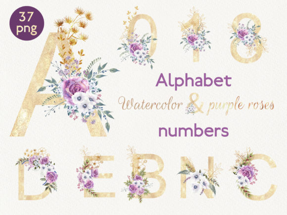 Alphabet and Numbers Watercolor Flowers: A Creative Design Toolkit