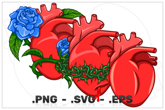 Blending Anatomy and Art: The Realistic Heart with Bouquet of Roses
