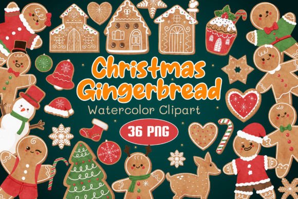 Charming Watercolor Christmas Gingerbread for Holiday Projects