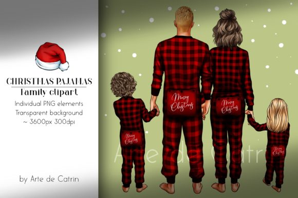 Christmas Pajamas, Family Clipart, PNG: Festive Design Assets