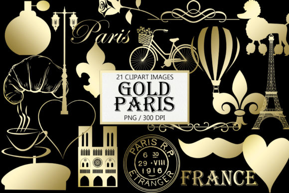 Elevate Your Projects with Gold Paris Clipart