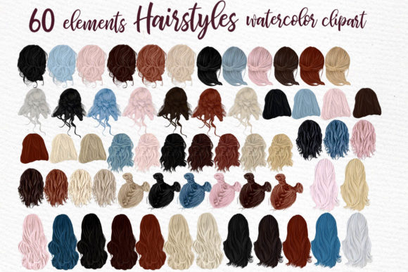 Girls Hairstyles Clipart: Watercolor Artistry for Modern Projects