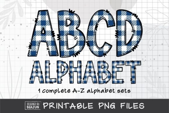 Navy Blue Buffalo Plaid Letters: A Design Asset with Rustic Charm