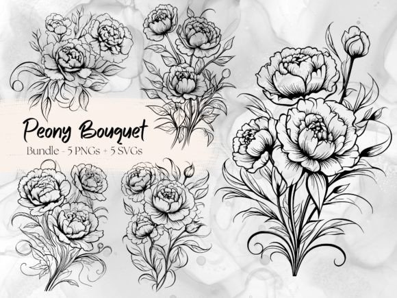 Peony Bouquet Bundle: Timeless Floral Design Assets