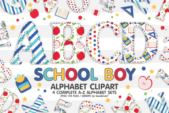Practical Design Applications for School Boy Alphabet Letters Sublimation