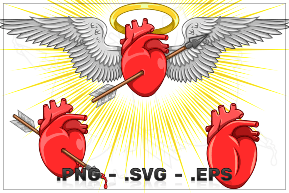 Realistic Heart Pierced by an Arrow of L: A Bold Vector Asset