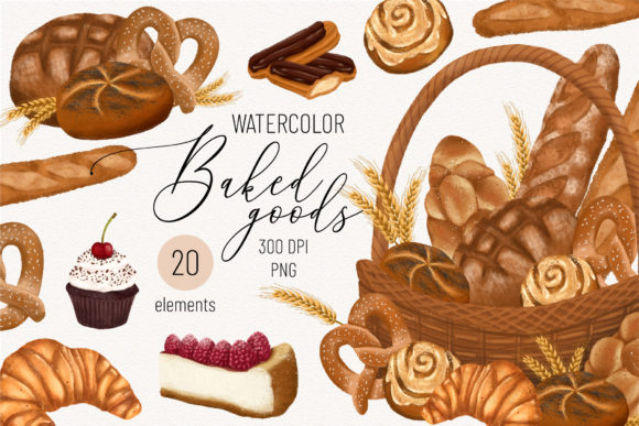 Watercolor Baked Goods Clip Art: A Sweet Design Toolkit