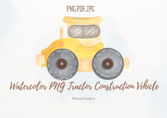 Watercolor PNG Tractor Construction: A Designer's Go-To Asset