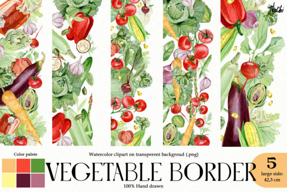 Watercolor Vegetable Border: Fresh Visuals for Modern Design