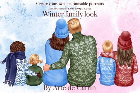 Winter Family Look: Christmas Clipart for Holiday Projects