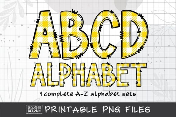 Yellow Buffalo Plaid Letters, Lumberjack: A Bold Display Typeface
