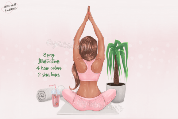 Yoga Girl Clipart: Girly Planner Clipart for Modern Creators
